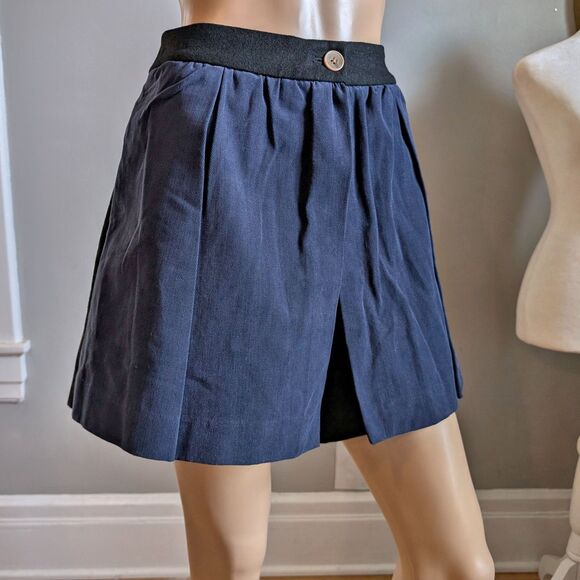 NWT Anthropologie Cartonnier Corduroy Skort Blue Wool Skirt Shorts Size 8 - Picture 2 of 9